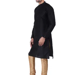 JEXI Men Dyed Regular Dupion Silk Kurta with Churidar image 2