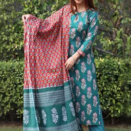 KALINI Women Floral Printed Regular Kurta with Trousers & With Dupatta-picture-20