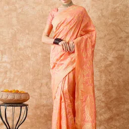 MANVAA Woven Design Zari Silk Blend Banarasi Saree-picture-28