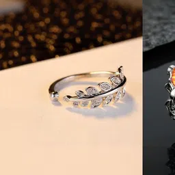 Teeragaj Set Of 2 Cubic Zirconia Stone-Studded Adjustable Finger Rings-image-32