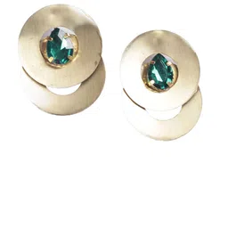 StyleCast Gold-Plated Artificial Stones Studded Circular Drop Earrings image 3