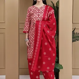 KALINI Women Printed Cotton Blend Kurta Sets With Dupatta-picture-36