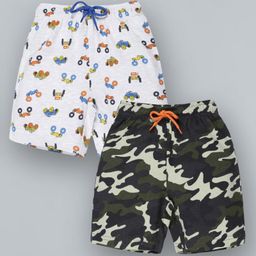 Plum Tree Pack Of 2 Car & Camouflage Print Shorts - White Green-picture-24