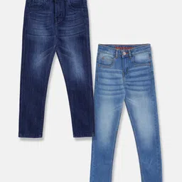 Tales & Stories Pack Of 2 Button Down Solid Jeans - Dark Blue & Light Blue-picture-15