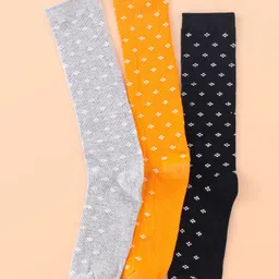 Pine Kids Cotton Knee Length Socks With Silvadur Antimicrobial Finish Floral Design Pack Of 3 (Color May Vary)-image-35