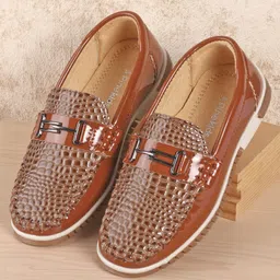 Pine Kids Slip On Style Formal Shoes - Brown-image-80