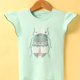 Doreme Single Jersey Knit Frill Sleeves T-Shirt With Insect Print - Light Green-image-44