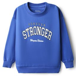 Honeyhap Premium 100% Cotton Knit Full Sleeves Pullover Sweatshirt with Bio Finish & Text Print - Blue Lolite-picture-28