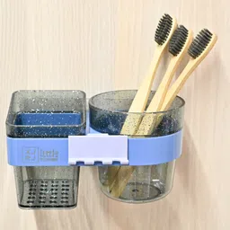 Voncasa Bathroom Holder ,Blue ,Plastic ,Cylindrical & Rectangular Shape image 1