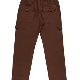 CAVIO Cotton Woven Solid Cargo Pants - Coffee image 3