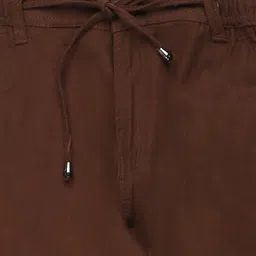 CAVIO Cotton Woven Solid Cargo Pants - Coffee image 4
