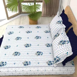 THE WHITE MOSS Christe White Printed 220 TC Cotton King Bedsheet Set-2.75 m x 2.50 m-picture-38