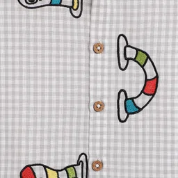 Tiber Taber Half Sleeves Checked & Abstract Embroidered Shirt - Grey image 5