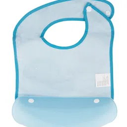 Yellow Bee Silicon Elephant-Themed Baby Bib with Catch Pocket and Polka Dot Trim for Boys- Light Blue & White image 4