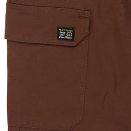 CAVIO Cotton Woven Solid Cargo Pants - Coffee image 5