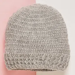 MayRa Knits Hand Knitted Woven Pack Of 2 Animal & Floral Designed Caps - Blue & Grey - Circumference - 28 Cms image 5