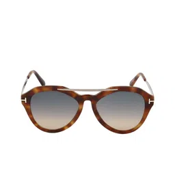 Tom Ford Women Blue Lens & Brown Oval Sunglasses with image 3