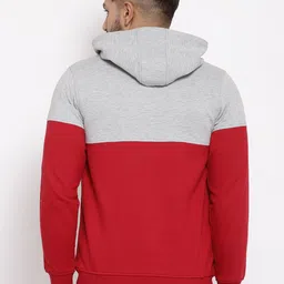 Kalt Men Red & Grey Colourblocked Fleece Sweatshirts image 4