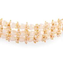 Zaveri Pearls Gold Tone Multistrand Cluster Pearls Beaded Choker Necklace & Earring Set-ZPFK18016 image 4