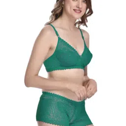 AROUSY Black & Green Self Pattern Bra Panty Set - Pack Of 3 image 4