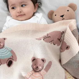 Haus & Kinder Muffin Bear Multicolor Cotton Printed Single Blanket with Toy (0 - 2 Y) image 4