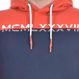 NUMERO UNO Navy & Red Regular Fit Hooded Sweatshirt image 4