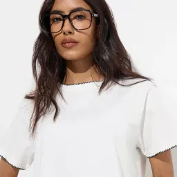 LOV by Westside White Solid Cotton T-Shirt image 4