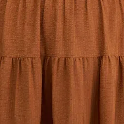 VIRGIO Brown Flared Fit Solid Skirt image 5