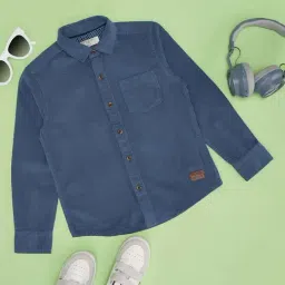 Pantaloons Junior Boys Bluejay Cotton Solid Full Sleeves Shirts-image-10