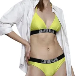 Calvin Klein LRF-LEMONADE YELLOW Womens Solid Swimwear image 4