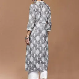 Varanga Grey Cotton Regular Fit Printed Kurta image 2