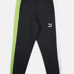 Puma Kids Blue Color Block Pattern Cotton Joggers-picture-33