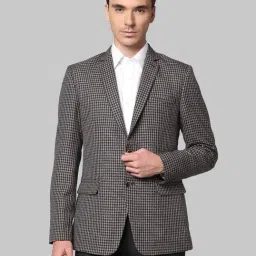 Park Avenue Blue & Beige Check Notched Lapel Blazer-picture-11