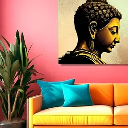 Indianara Grey & Beige 1 Piece Canvas Religious Wall Paintings image 5