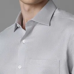 Louis Philippe Grey Cotton Regular Fit Texture Shirt image 4