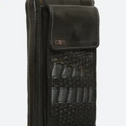 Art N Vintage Naamah Black Leather Textured  Zip Around Wallet for Women image 4