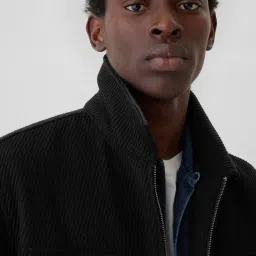 GAP Black Regular Fit Solid Bomber Jacket image 4