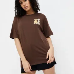 Ginger by Lifestyle Brown Cotton Printed T-Shirt-picture-32