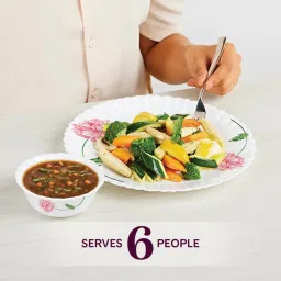 Larah by Borosil Flora White Opalware 21 Pieces Dinner Set image 4