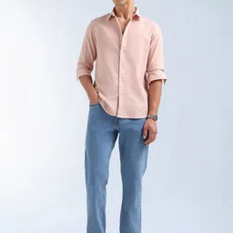 Flying Machine Men Slim Fit Solid Spread Collar Pure Cotton Casual Shirt image 3