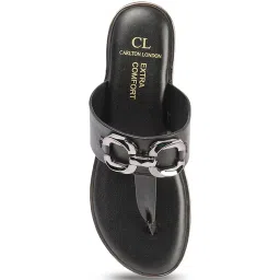 Carlton London Women's Black T-Strap Sandals image 4