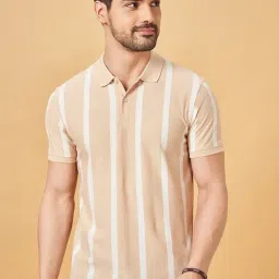 Byford By Pantaloons Beige Slim Fit Striped Polo T-Shirt-picture-38