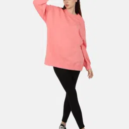 Bene Kleed Light Pink Cotton Relaxed Fit Oversized Sweatshirt image 4