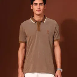 U.S. Polo Assn. Brown Cotton Slim Fit Texture Polo T-Shirt-picture-21
