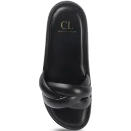 Carlton London Women's Black Cross Strap Sandals image 3