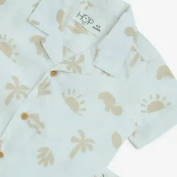 HOP Baby by Westside White Printed Cotton Shirt with Shorts Set image 3