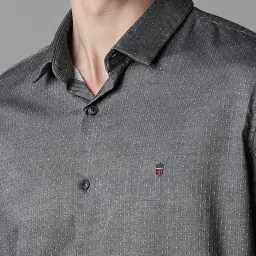 Louis Philippe Grey Cotton Slim Fit Printed Shirt image 4