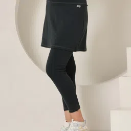 Clovia Grey Regular Fit High Rise Tights With Skirt image 4