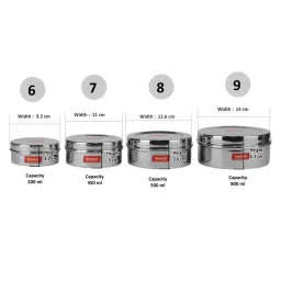 Sumeet Silver Stainless Steel 4 Containers with Lid image 4