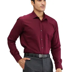Park Avenue Maroon Slim Fit Self Pattern Shirt image 4